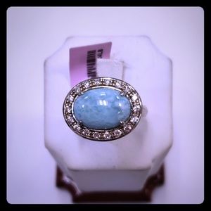 STERLING SILVER LARIMAR RING